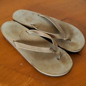 Rainbow Leather Flip Flops